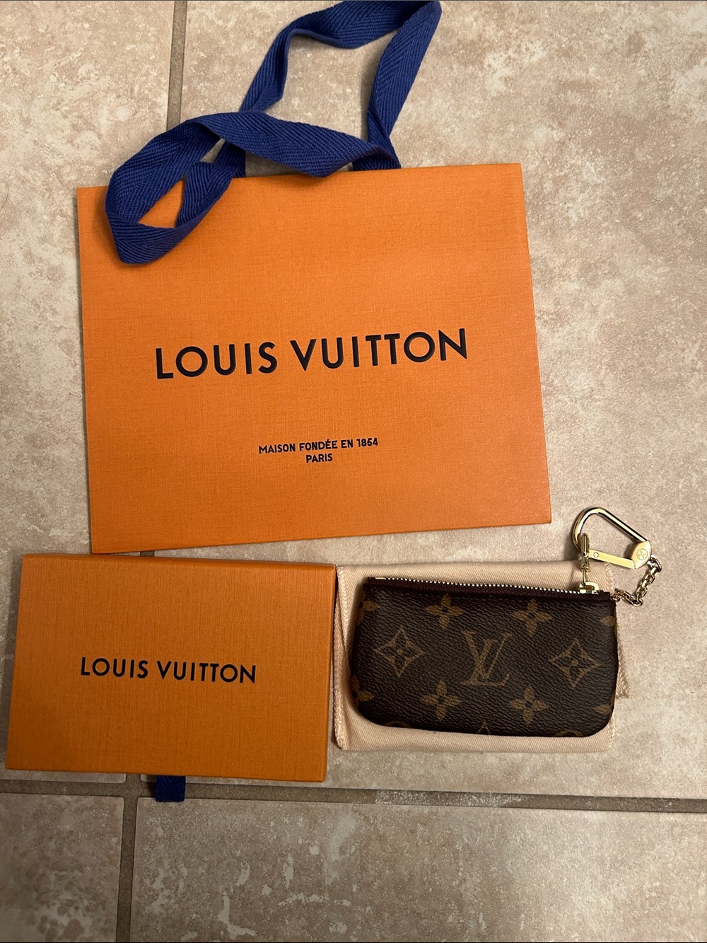 Louis Vuitton Monogram Key Pouch with Gold Hardware - Brown New